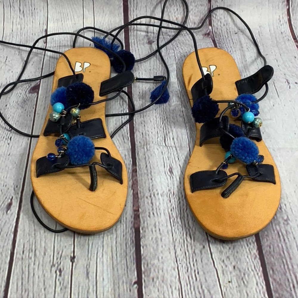 BP. Laney Blue Pom Pom Tassel Twinkly Beads Ankle - Picture 10 of 10